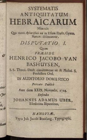 Prolegomena. Systema Antiquitatum Hebraicarum Minus