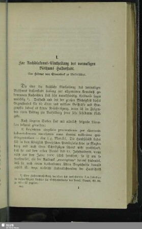 I. Zur Archidiakonat-Eintheilung des vormaligen Bisthums Halberstadt