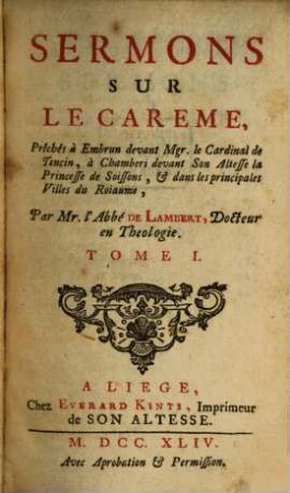 Sermons sur le carême, 1
