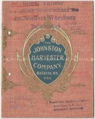 Landwirtschaftliche Maschinen der Johnston Harvester Company in USA