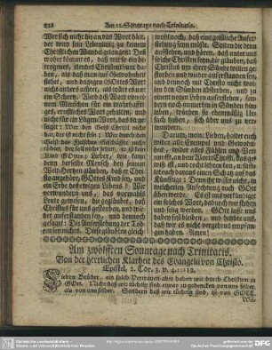 Am zwölfften Sonntage nach Trinitatis. Von der herrlichen Klarheit des Evangelii von Christo. Epistel, 2. Cor. 3. v. 4 - 12