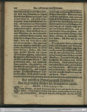 Am zwölfften Sonntage nach Trinitatis. Von der herrlichen Klarheit des Evangelii von Christo. Epistel, 2. Cor. 3. v. 4 - 12