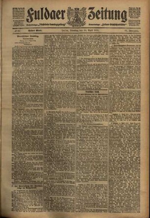 Erste Ausgabe vom Dienstag, den 12. April 1910.