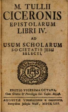 Epistolarum ad familiares libri IV : ad usum scholarum