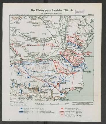 Skizze 17. Der Feldzug gegen Rumänien 1916/17. Die Eroberung der Dobrudscha.