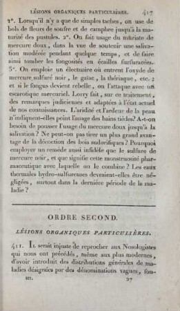 Ordre second. Lésions organiques particulières