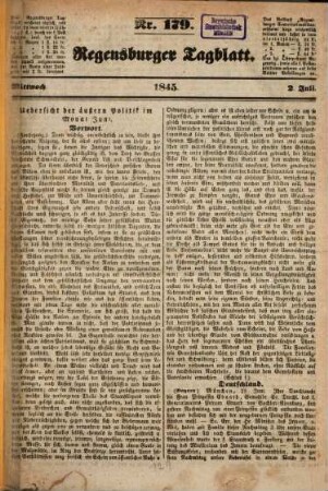 Regensburger Tagblatt : Kampf-Organ für nationale Freiheit und soziale Gerechtigkeit. 1845, 7 - 12 = Jg. 8