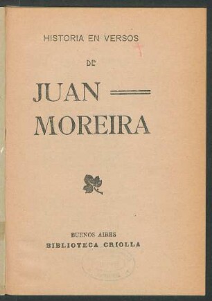 Historia en versos de Juan Moreira