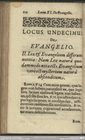 Locus Undecimus De Evangelio
