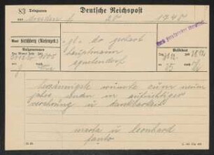 Brief von Martha Fanto und Leonhard Fanto an Gerhart Hauptmann