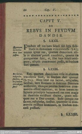 Caput V. De Rebus In Feudum Dandis