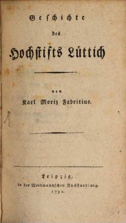 Geschichte des Hochstifts Lüttich