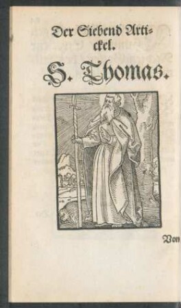 Der Siebend Artickel. S. Thomas.