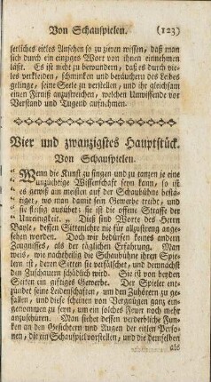 Vier und zwanzigstes Hauptstück. Von Schauspielern.