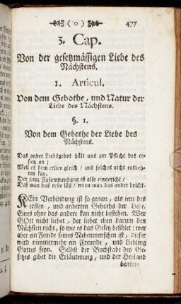 1. Articul. Von dem Gebothe, und Natur der Liebe des Nächstens.