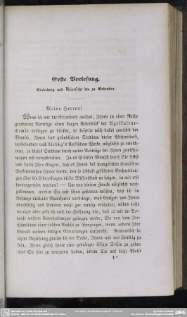 Erste Vorlesung. Einleitung und Uebersicht des zu Gebenden
