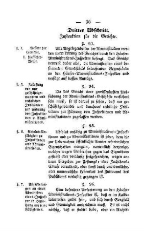 Dritter Abschnitt. Instruction für die Gerichte
