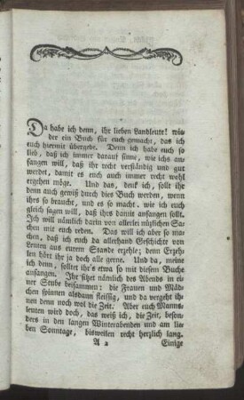Absicht, Nutzen und Gebrauch dieses Buchs. - Gute und dankbare Pfarrkinder.