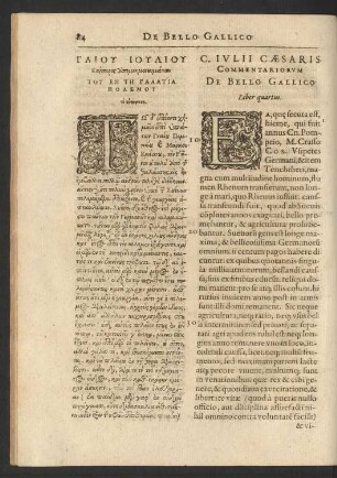 C. Iulii Caesaris Commentariorum De Bello Gallico Liber quartus.