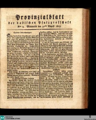 Provinzialblatt der badischen Pfalzgrafschaft