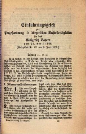 Prozeßordnung in bürgerlichen Rechtsstreitigkeiten für das Königreich Bayern : [Verordnungen u.s.w. zur Bayerischen Prozeßordnung ...], 3,2. Einführungsgesetz mit ausführlichem Sachregister