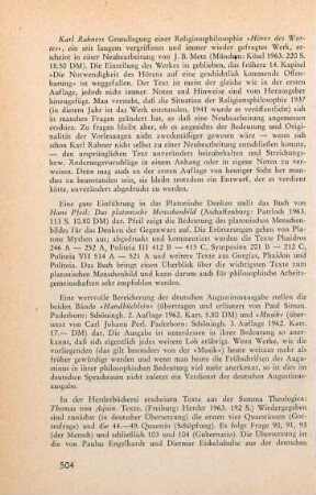 504-505 [Rezension] Thomas von Aquin, Heiliger, Gott und seine Schöpfung