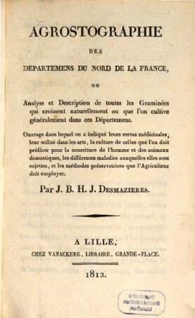Agrostographie des Departemens du Nord de la France