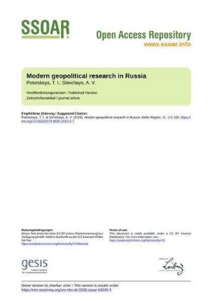 Modern geopolitical research in Russia