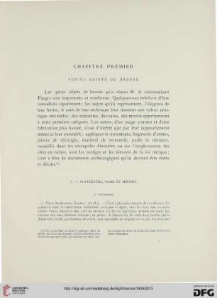 Chapitre premier: Petits objets de bronze