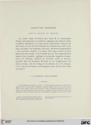 Chapitre premier: Petits objets de bronze