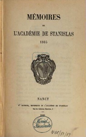 Mémoires de l'Académie de Stanislas, 1865 (1866)