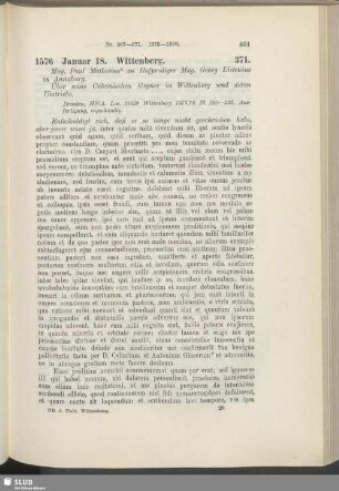 371. 1576, Januar 18. Wittenberg