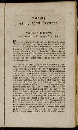 Auszug aus Lutheri Vorrede