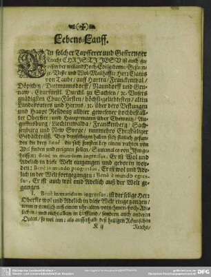Lebenslauf : Lebens-Lauff