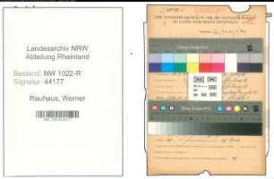 Entnazifizierung Werner Rauhaus , geb. 05.01.1907 (Maschinist)