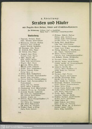 2. Abteilung. Häuserbuch : 2. Abteilung. Straßen und Häuser mit Angabe ihrer Besitzer, Mieter, Straßen- und Ortslisten-Nummern