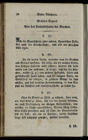 Sechstes Capitel. Von den Bestandtheilen der Knochen. § 55-58.