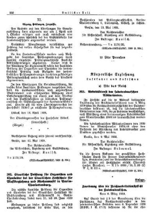 Staatliche Prüfung für Organisten und Chorleiter bei der Staatlichen Hochschule für Musikerziehung und Kirchenmusik in Berlin-Charlottenburg : [Volksbildung] ; [Für das Reich] ; [Amtliche Erlasse] ; [Amtlicher Teil]