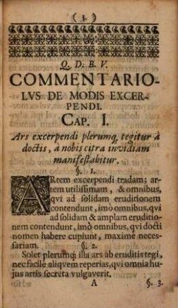 Commentariolus modos excerpendi studiosis ... monstrans