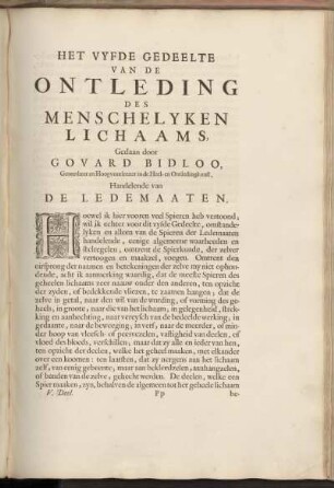 Het Vyfde Gedeelte ... Handelende van De Ledemaaten.