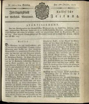 No. 121/124, Sonntag den 8ten Oktober 1810