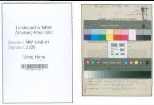 Entnazifizierung Hans Wirtz , geb. 10.09.1922 (Polizist)