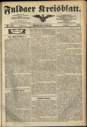 Zweite Ausgabe vom Dienstag, den 16. November 1909.