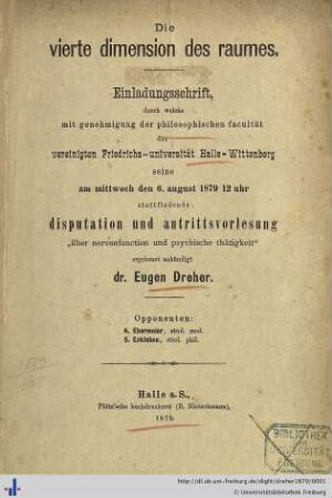 Die vierte Dimension des Raumes