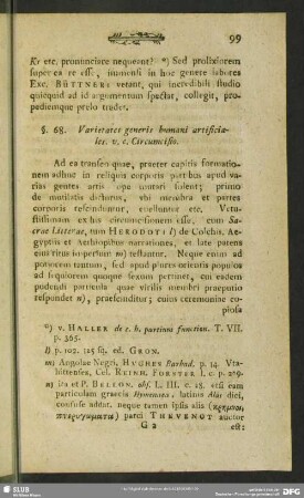 §. 68. Varietates generis humani artificiales. v. c. Circumcisio