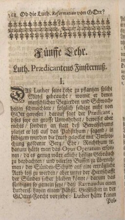 Fünffte Lehr. Luth. Praedicantens Finsternuß.