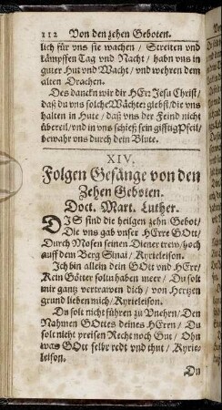 XIV. Folgen Gesänge von den Zehen Geboten.