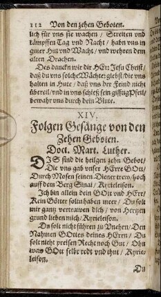 XIV. Folgen Gesänge von den Zehen Geboten.
