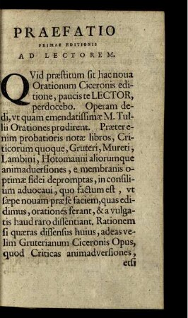 Praefatio Primae Editionis Ad Lectorum.