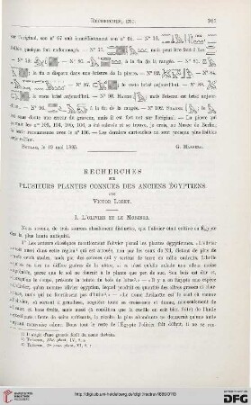 7: Recherches sur plusieurs plantes connues des anciens égyptiens, [1]